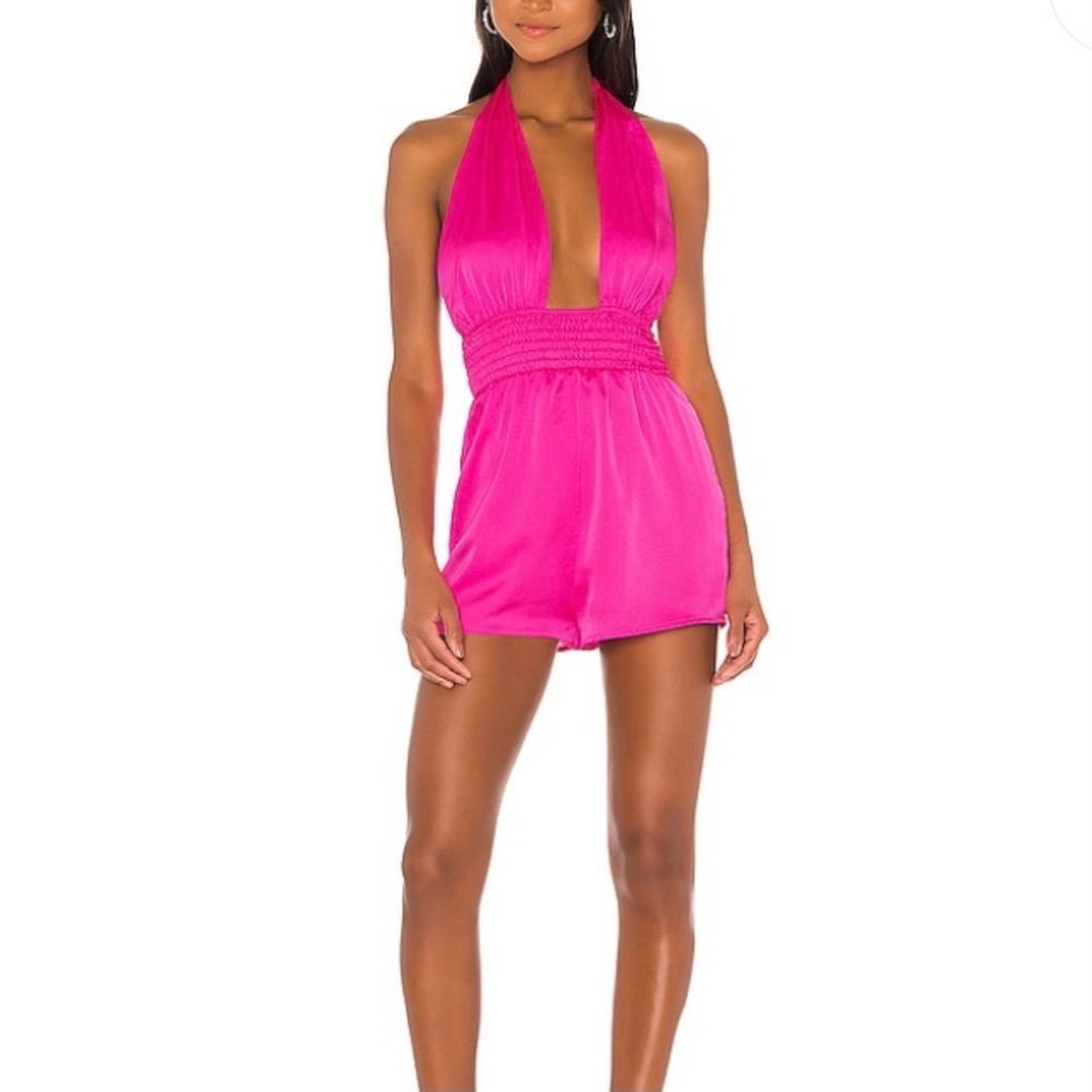Superdown x revolve hot pink/ neon pink/ wrap top romper